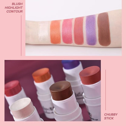 Orange Cream Blush Stick for Cheeks, Waterproof Face All Skin