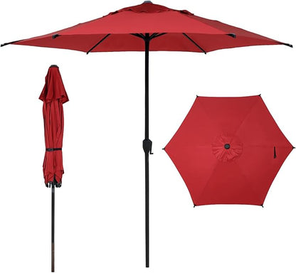 Abba Patio 9FT Lyon Outdoor Patio Umbrella Outdoor Table Umbrella with Push Button Tilt and Crank Market Umbrella 6 Sturdy Ribs UV Protection Waterproof for Garden Deck Backyard Pool，Red