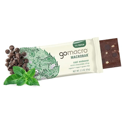 GoMacro MacroBar Organic Vegan Protein Bars - Mint Chocolate Chip, 2.3 Ounce Bars, (Pack of 12)
