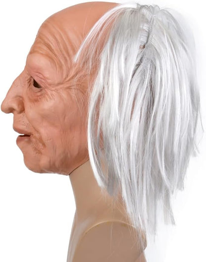 Halloween Realistic Old Man Mask Adlut -Latex Human Old Person Men Full Head Mask Costume
