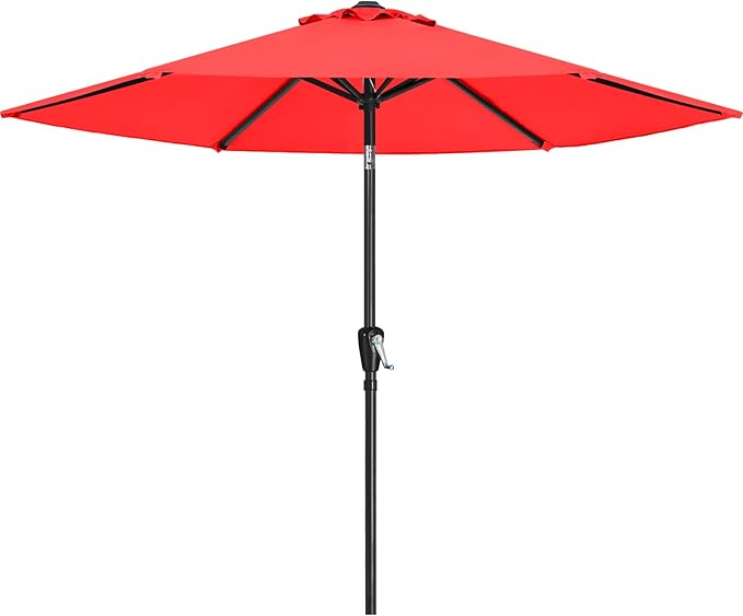 ABCCANOPY 7.5FT OutdoorPatio Umbrella, UV Protection Table Umbrella w/Crank for Easy Set Up, Suitable for Garden, Lawn, Deck & Backyard (Red)
