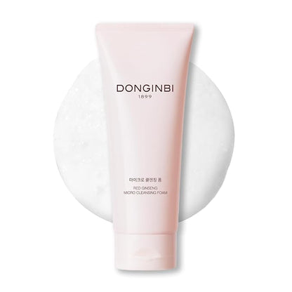 Donginbi Red Ginseng Micro Cleansing Foam - Hydrating Face Wash with Red Ginseng Extract, Non-Irritating, Lightweight & Creamy Daily Face Cleanser, 5.07 floz / 150ml
