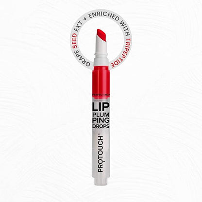 Glossy Lip Plumping Drops - Volumizing Lip Gloss With 8-Hour Plumping Effect - Vegan Formula With Caffeine & Grape Seed Extract - Perfect Red