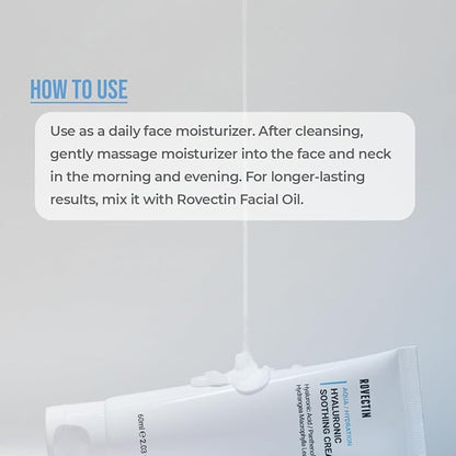 ROVECTIN Aqua Hyaluronic Soothing Cream - Skin Barrier Repair with Ceramide, Hyaluronic Acid, Niacinamide | Intense Hydrating Cream | Fragrance Free, Vegan, Korean Skincare (2.03 fl oz)