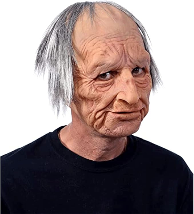 Realistic Old Man Mask Halloween Mask Scary Latex Old Man Grandpa Mask Halloween Wrinkle Face Mask