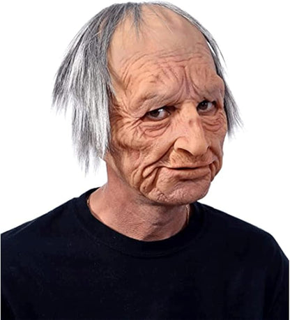 Realistic Old Man Mask Halloween Mask Scary Latex Old Man Grandpa Mask Halloween Wrinkle Face Mask