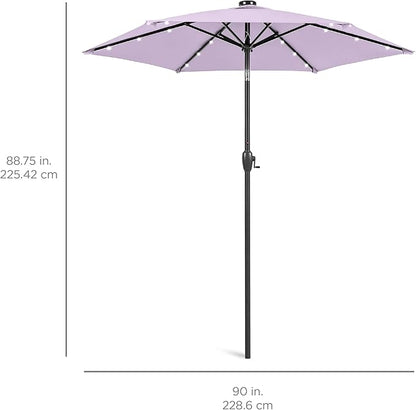 Best Choice Products 7.5ft Outdoor Solar Market Table Patio Umbrella for Deck, Pool w/Tilt, Crank, LED Lights - Lavender