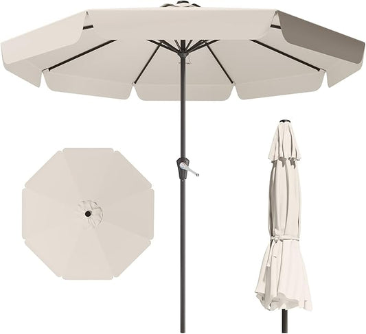 12FT Patio Umbrella Table Market Umbrella w/Crank Outdoor Umbrellas for Garden, Deck, Backyard, Pool and Beach, Cream White