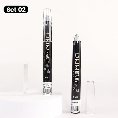 Kaely 2Pcs Cream Eyeshadow Stick Set for Eyes,Dazzling Grey & Silver Shimmer Pen,Eye Brightener Halloween Makeup,sombras para ojos,Smooth Eye Shadow Highlighter Crayon Pencil Waterproof,02+16
