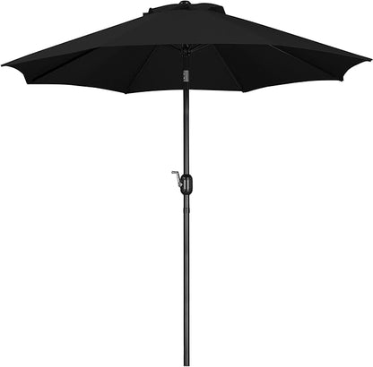Yaheetech 9FT Patio Umbrella Outdoor Umbrella Patio Yard Market Table Umbrella with Push Button Tilt & Crank for Garden/Beach/Lawn/Deck/Backyard/Pool, 8 Ribs, Black