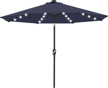 ABCCANOPY Durable Solar Led Patio Umbrellas with 32LED Lights 9FT (Tibetan Blue)