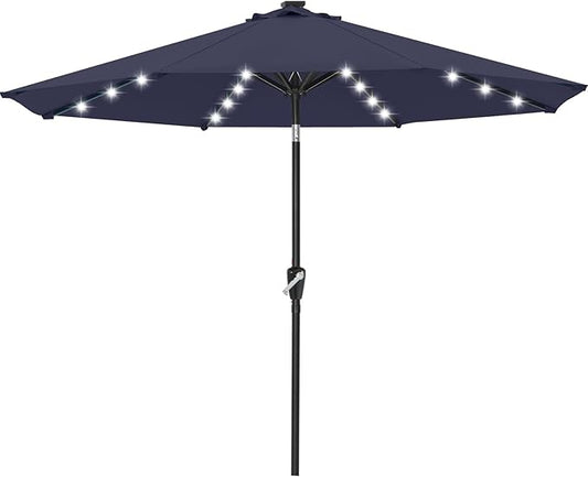 ABCCANOPY Durable Solar Led Patio Umbrellas with 32LED Lights 9FT (Tibetan Blue)