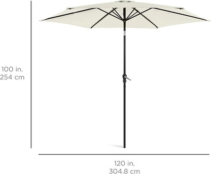 Best Choice Products 10ft Outdoor Steel Polyester Market Patio Umbrella w/Crank, Easy Push Button, Tilt, Table Compatible - Ivory