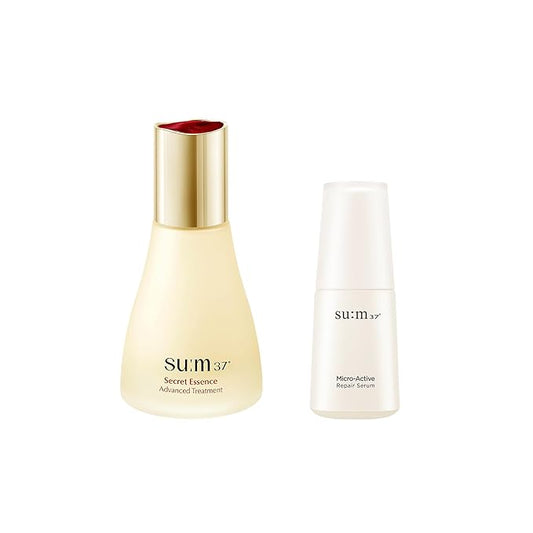 SU:M Secret Essence(1.01 fl oz) + Micro-Active Repair Serum (1.69 fl oz) - Korean skin care, Skin Barrier Repair Hydrating Serum, Deep Hydration, Boost Vitality