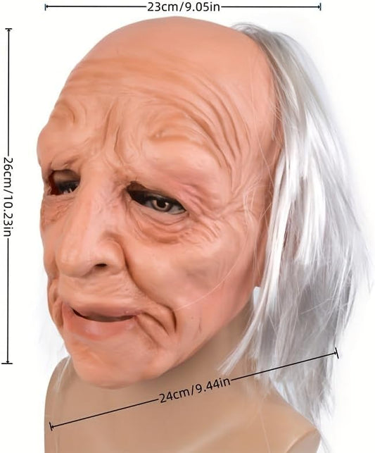 Halloween Realistic Old Man Mask Adlut -Latex Human Old Person Men Full Head Mask Costume