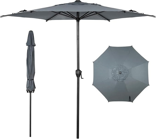 Abba Patio 11FT Lyon Outdoor Patio Umbrella Outdoor Table Umbrella with Push Button Tilt and Crank Market Umbrella 8 Sturdy Ribs UV Protection Waterproof for Garden Deck Backyard Pool Grey