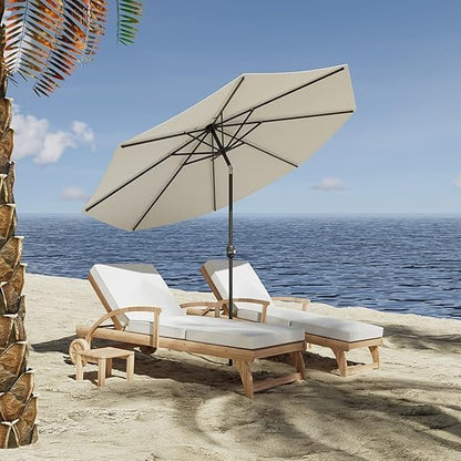 Greesum 9FT Patio Umbrella with Push Button Tilt and Crank, Outdoor Table Umbrella with 8 Sturdy Ribs, Market Table Parasol for Garden, Lawn, Backyard & Pool, Without Base, White