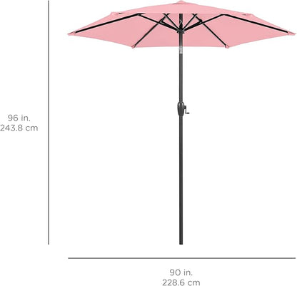 Best Choice Products 7.5ft Heavy-Duty Round Outdoor Market Table Patio Umbrella w/Steel Pole, Push Button Tilt, Easy Crank Lift - Carnation