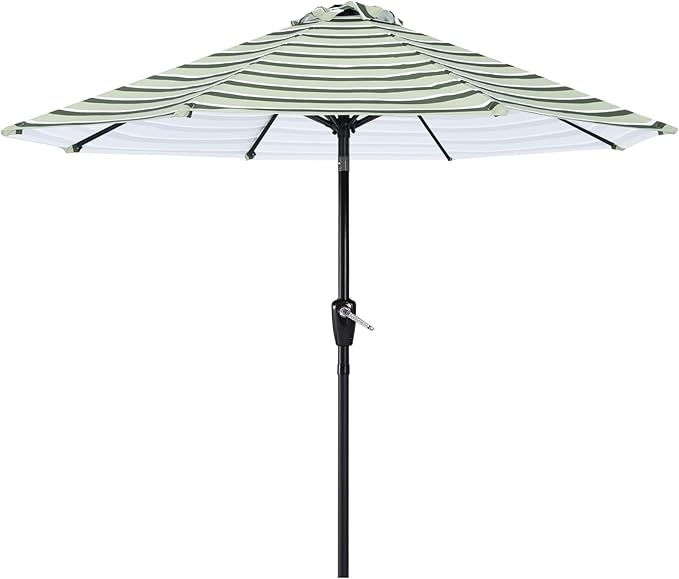 ABCCANOPY 9FT Patio Umbrella - Outdoor Waterproof Table Umbrella with Push Button Tilt and Crank, 8 Ribs UV Protection Pool Umbrella for Garden, Lawn, Deck & Backyard (Green Stripes)