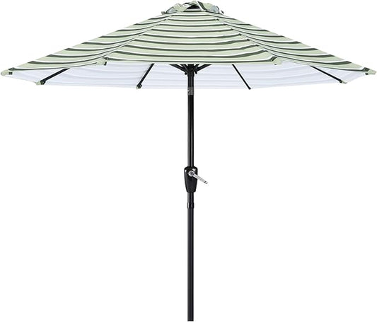 ABCCANOPY 9FT Patio Umbrella - Outdoor Waterproof Table Umbrella with Push Button Tilt and Crank, 8 Ribs UV Protection Pool Umbrella for Garden, Lawn, Deck & Backyard (Green Stripes)