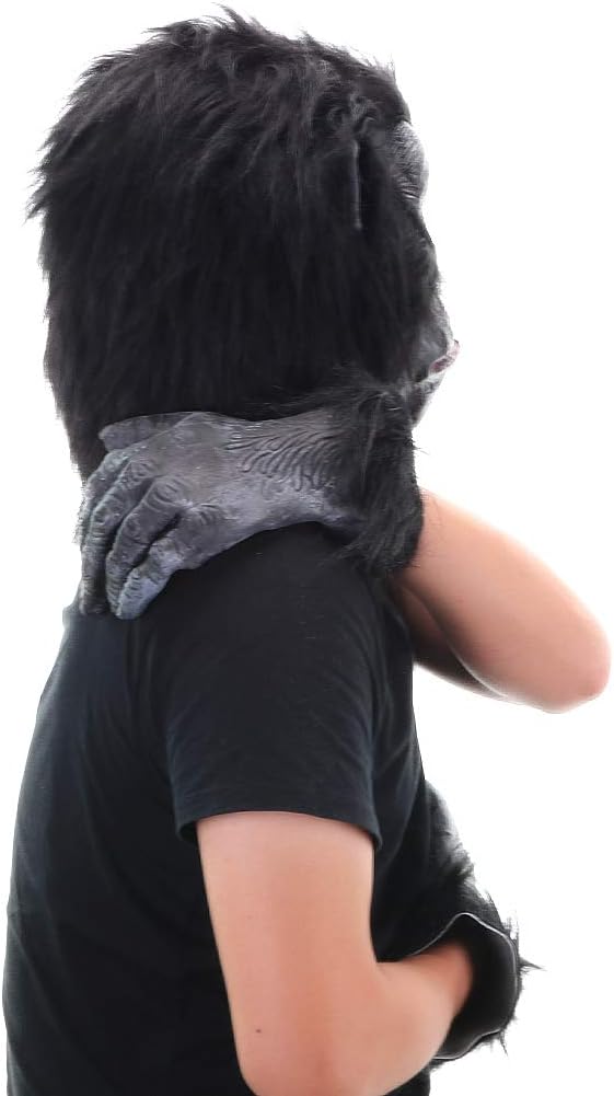 Latex Animal Gorilla Mask with Gloves - Gorilla Head Mask Set for Halloween Costume Black