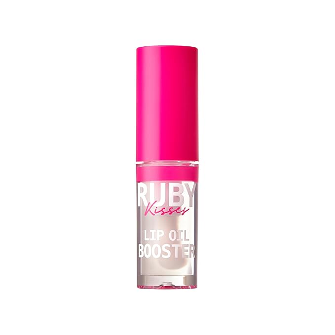 Ruby Kisses Lip Oil Booster, Hydrating Lip Gloss with Nourishing Natural Oil Blend, Jumbo Wand for Easy Application, Non-Sticky Formula (Clear)