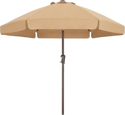 ABCCANOPY Patio Umbrella 7.5ft, Outdoor Table Umbrella with Push Button Tilt and Crank, 6 Ribs Umbrella for Patio Pool Garden Deck (Khaki)