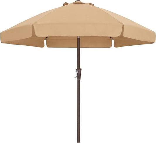 ABCCANOPY Patio Umbrella 7.5ft, Outdoor Table Umbrella with Push Button Tilt and Crank, 6 Ribs Umbrella for Patio Pool Garden Deck (Khaki)