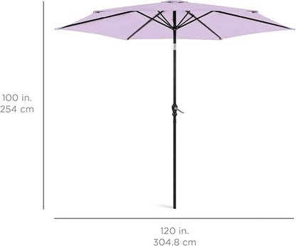 Best Choice Products 10ft Outdoor Steel Polyester Market Patio Umbrella w/ Crank, Easy Push Button, Tilt, Table Compatible - Lavender