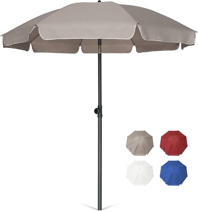 AMMSUN Patio Umbrella, 6.5 ft Outdoor Table Umbrella with Tilt Steel Pole, UPF50+ Protection, Great for Outdoor Garden Backyard, Beige
