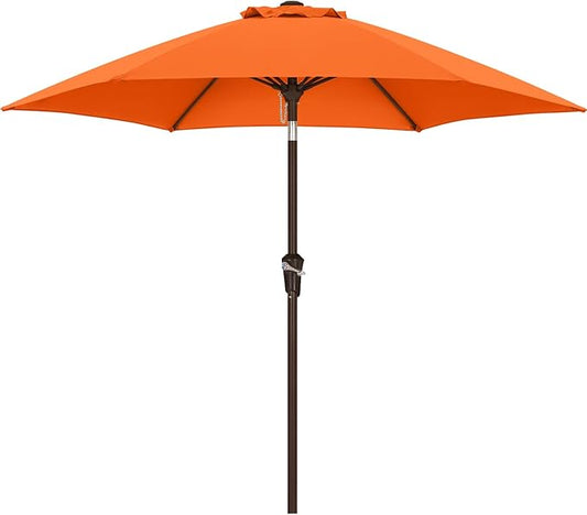 ABCCANOPY 7.5FT OutdoorPatio Umbrella, UV Protection Table Umbrella w/Crank for Easy Set Up, Suitable for Garden, Lawn, Deck & Backyard (Orange)