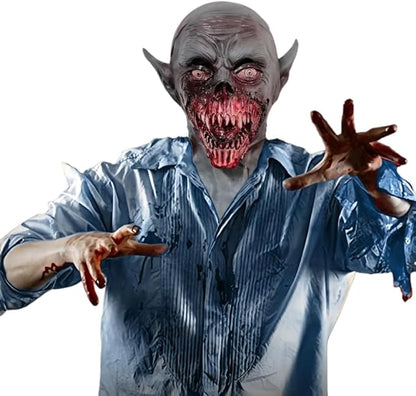 Scary Halloween Mask for Adults - Realistic Vampire Zombie Head Latex Masks Monster Costume Props Horror Cosplay & Party Helmet