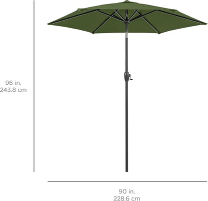 Best Choice Products 7.5ft Heavy-Duty Round Outdoor Market Table Patio Umbrella w/Steel Pole, Push Button Tilt, Easy Crank Lift - Fern