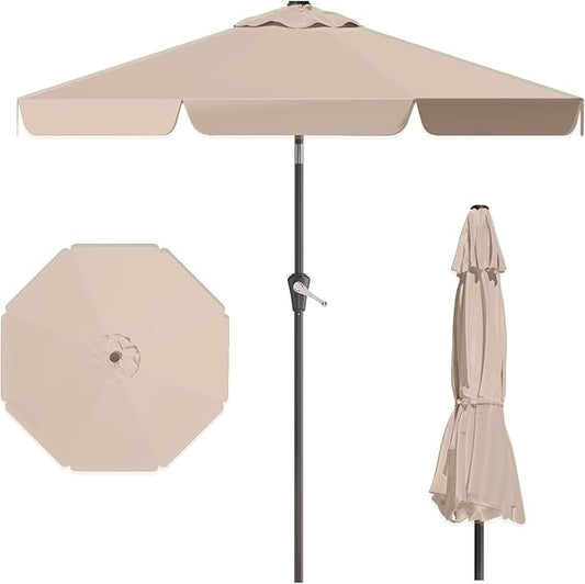 10FT Patio Umbrella Table Market Umbrella w/Tilt and Crank Outdoor Umbrellas for Garden, Deck, Backyard, Pool and Beach, Beige