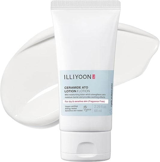 Illiyoon Ceramide Ato Lotion | Lightweight Moisturizer for Dry & Sensitive Skin, Barrier Repair for Face and Body, Mild for Babies, Vegan Certified, Korean Skincare, 2.29 fl.oz.