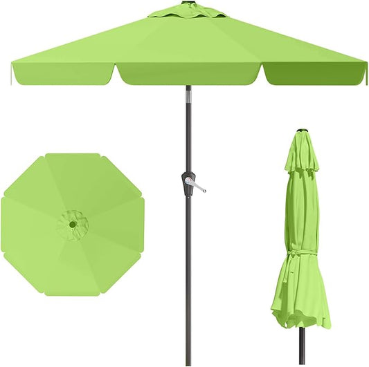 9FT Patio Umbrella Table Market Umbrella w/Tilt and Crank Outdoor Umbrellas for Garden, Deck, Backyard, Pool and Beach, Apple Green
