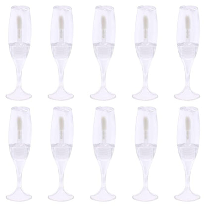 FZBNSRKO 10 Pcs Lip Gloss Tubes Mini Wineglass Shaped Empty Lip Mini Refillable Bottles Lip Gloss Tube Lip Balm Containers Glaze Container for Women Girls(8ml,Transparent)