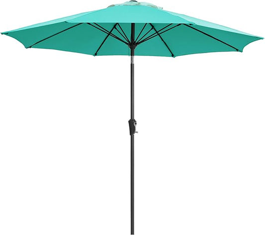 Ayge 9FT Large Outdoor Patio Umbrella Market Table Umbrella-UV Resistant, Easy Push Button Tilt and Crank, 8 Sturdy Fiberglass Ribs Heavy-Duty Pool Umbrella for Deck, Backyard,Garden