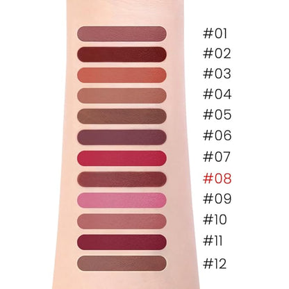 Silky Smooth Retractable Matte Lip Liner Pencil, Red Brown Lip Liner Long-Lasting Creamy Formula for Shaping & Sculpting Lips, Matte Velvet Pigmented Lip Liner Crayon Lipstick 08#