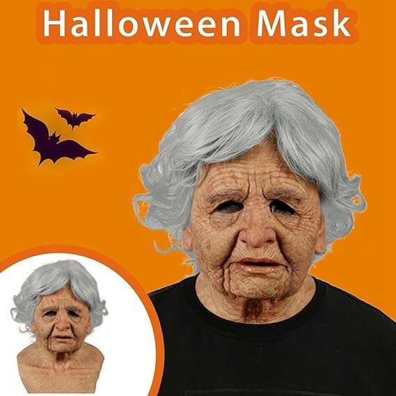 Halloween Mask Realistic Old Man Mask Creepy Human Latex Mask,Scary Wrinkle Halloween Cosplay Costume Mask Party Props
