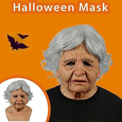 Halloween Mask Realistic Old Man Mask Creepy Human Latex Mask,Scary Wrinkle Halloween Cosplay Costume Mask Party Props