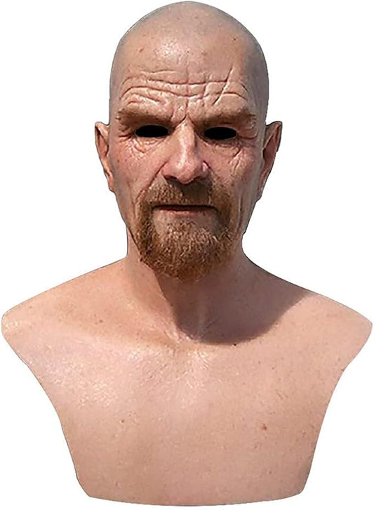 Realistic Old Man Mask Halloween Mask Scary Latex Old Man Grandpa Mask Halloween Wrinkle Face Mask