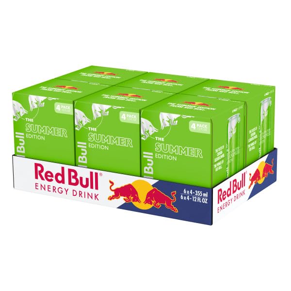Red Bull Green Edition Energy Drink, Curuba Elderflower, with 114mg Caffeine plus Taurine & B Vitamins, 12 Fl Oz, 6 Packs of 4 Cans (Pack of 24)