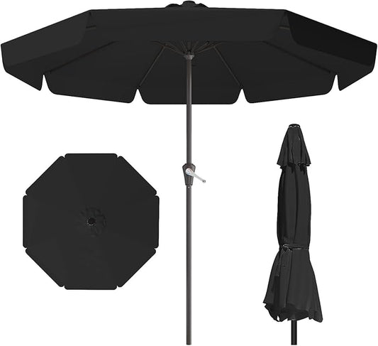 11FT Patio Umbrella Table Market Umbrella w/Crank Outdoor Umbrellas for Garden, Deck, Backyard, Pool and Beach, Black