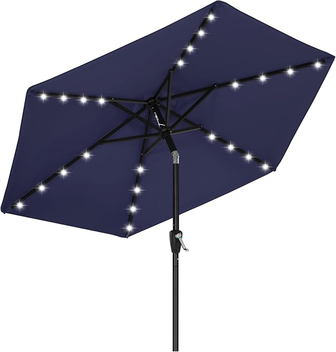 ABCCANOPY 11FT Durable Solar Led Patio Umbrellas with 32LED Lights (Tibetan Blue)