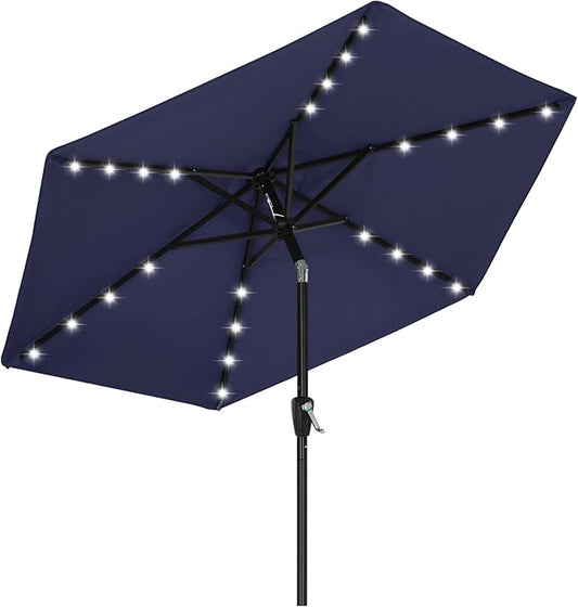 ABCCANOPY 11FT Durable Solar Led Patio Umbrellas with 32LED Lights (Tibetan Blue)