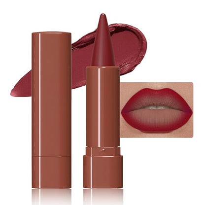 Vivid Auburn Gradient Matte Lipstick Crayon Lip Liner pencil for Women, Flawless Contour Gradual Ombre Effect lip Pencil, Long Lasting Waterproof Smudge Proof Lipstick Pencil 07#