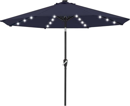 ABCCANOPY Durable Solar Led Patio Umbrellas with 32LED Lights 9FT (Navy Blue)