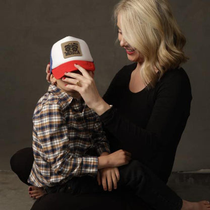 Red White and Blue 'Merica Monster Truck Baseball Cap for Kids, American Flag Hat for Boys, Patriotic Hat for Girls, Toddler Monster Truck Baseball Hat for Kids