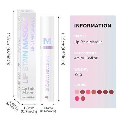 Matte Lip Gloss Peel Off Masque - Peel Off Lip Stain Tattoo,Cranberry Peel Off Lip Tint，Long Lasting Waterproof Transfer-proof Lip Mask Lip Stain Peel Off Lip Gloss,Stay Lip Makeup 08#